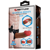 Pretty Love Stark Vibrating Universal Strap On Harness With Dildo 6.9 Inch Tan Strap On Sextoys